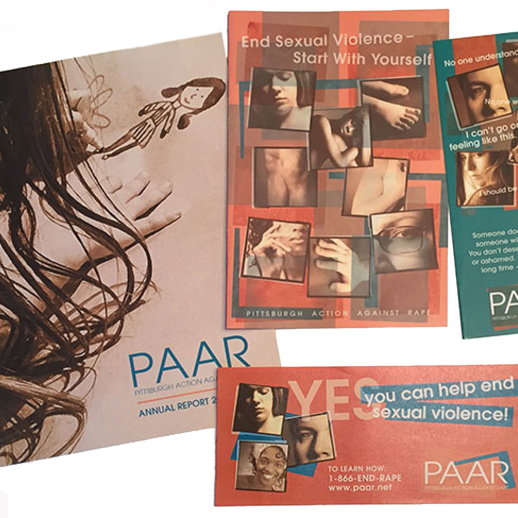 Pittsburgh Action Against Rape (PAAR) — Supported the non-profit PAAR with branding, plus annual report, billboard, brochure, training collateral, and event material designs.