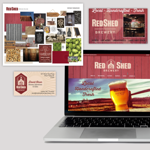 Red Shed Brewery Brand Extension including Mood Board, Collateral, Website, and Signs